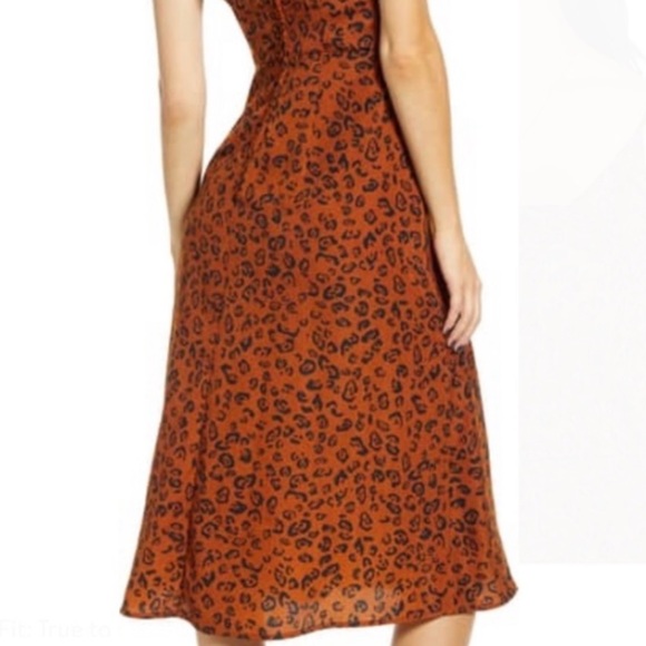 Nordstrom Row A Square Neck Cheetah Midi Dress - Picture 5 of 12